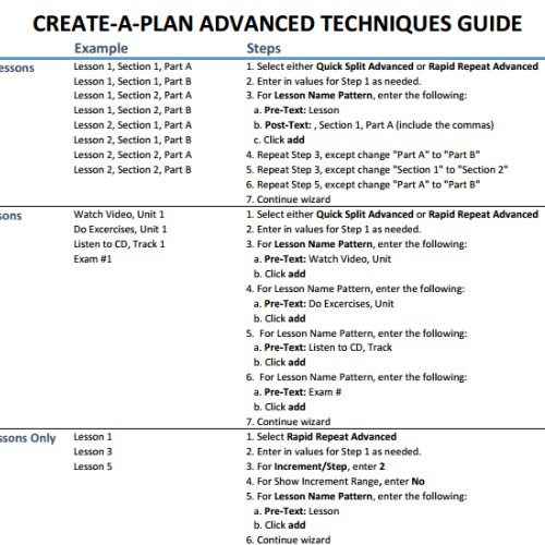 Create-A-Plan Guide