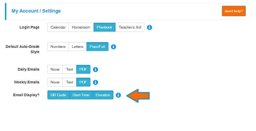 Start Time and Duration Options for Email