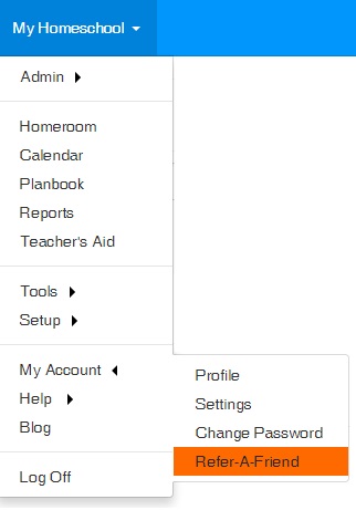 Refer-A-Friend Menu