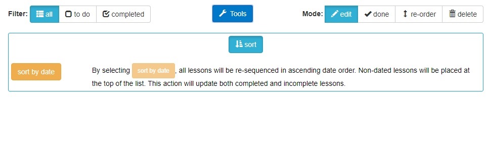 Lesson Plan Tools - Sort By Date
