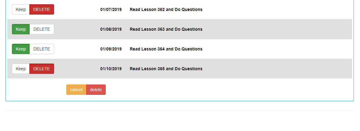 Bulk Delete: Keep or Delete Lessons