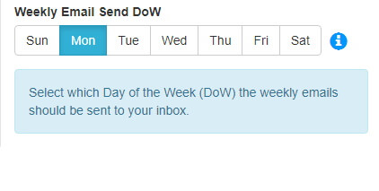 Account Settings: Weekly Email Day of Week