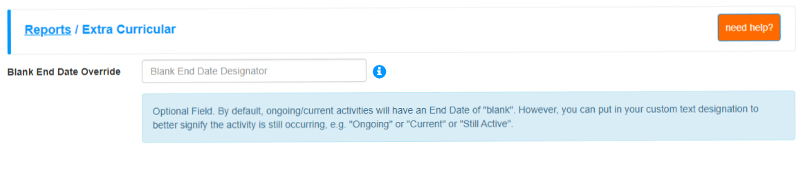 Customizable Override End Date for Extra Curricular Activities